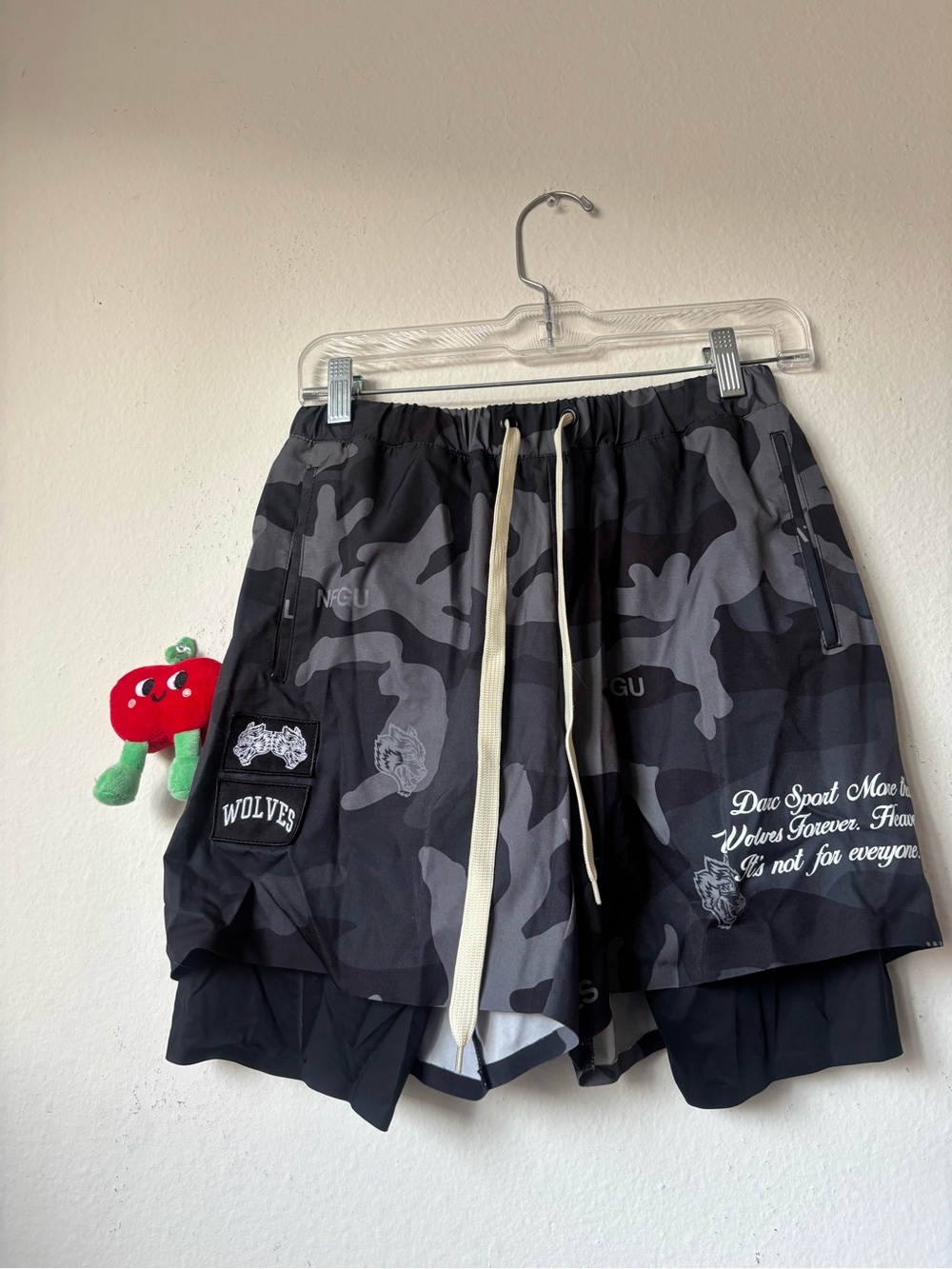Mens Grey and black Darc Sport workout shorts adjustable drawstrings